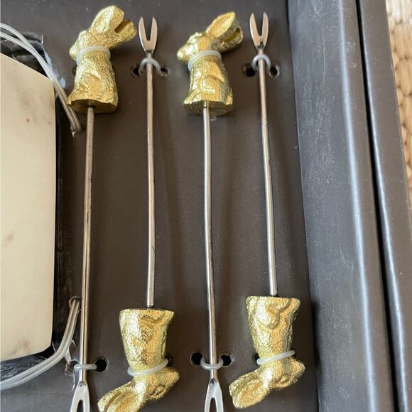 Marble and Gold Bunny Rabbit Cocktail Picks Set of 8 Easter New - Picture 10 of 12